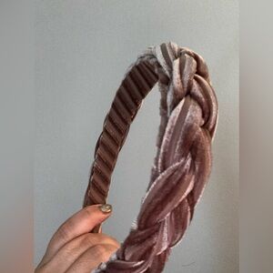 Anthropologie Braided Velvet Headband - Pink